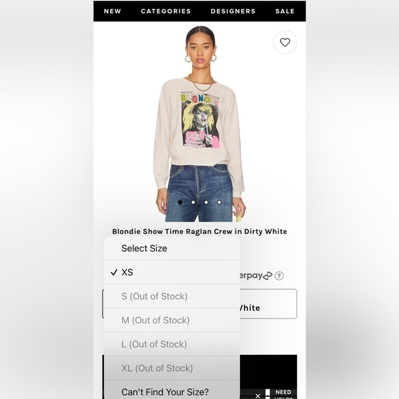 DAYDREAMER Blondie Showtime Raglan Crew Sweatshirt M NWOT - Picture 7 of 11